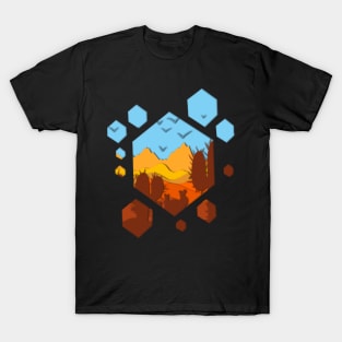 Desert with Cactus Cut Paper Landscape T-Shirt